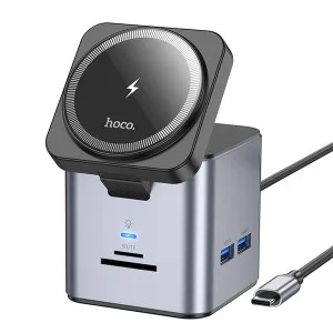 Incarcator wireless HB49 Effortless 9-in-1 wireless fast charging desktop station [Metal-Gray]